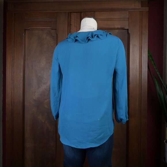 Lily White Women's Ruffle Neck Long Sleeve Blouse Size M - Picture 4 of 4